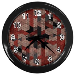 Auburn Grey And Tan Truchet Tiles Wall Clock (black) by SpinnyChairDesigns