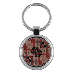 Auburn Grey And Tan Truchet Tiles Key Chain (round) by SpinnyChairDesigns