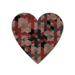 Auburn Grey And Tan Truchet Tiles Heart Magnet by SpinnyChairDesigns