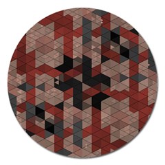 Auburn Grey And Tan Truchet Tiles Magnet 5  (round) by SpinnyChairDesigns