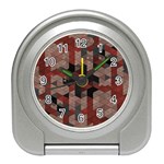 Auburn Grey and Tan Truchet Tiles Travel Alarm Clock Front