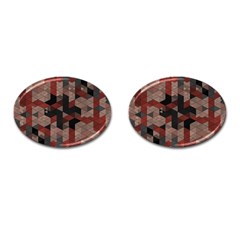 Auburn Grey And Tan Truchet Tiles Cufflinks (oval) by SpinnyChairDesigns