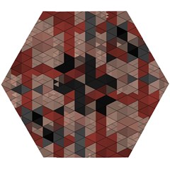 Auburn Grey And Tan Truchet Tiles Wooden Puzzle Hexagon by SpinnyChairDesigns