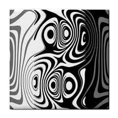 Black And White Abstract Stripes Tile Coaster by SpinnyChairDesigns