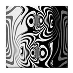 Black and White Abstract Stripes Tile Coaster Front