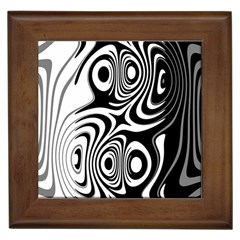 Black And White Abstract Stripes Framed Tile by SpinnyChairDesigns