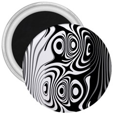 Black And White Abstract Stripes 3  Magnets by SpinnyChairDesigns