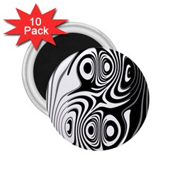 Black And White Abstract Stripes 2 25  Magnets (10 Pack)  by SpinnyChairDesigns