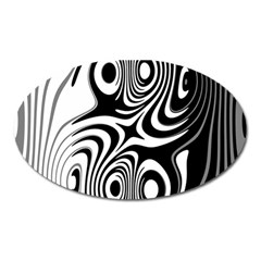 Black And White Abstract Stripes Oval Magnet by SpinnyChairDesigns