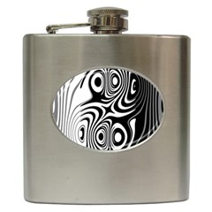 Black And White Abstract Stripes Hip Flask (6 Oz) by SpinnyChairDesigns