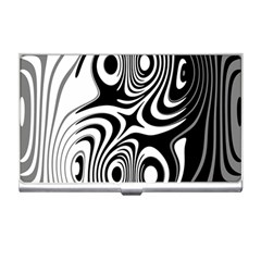 Black And White Abstract Stripes Business Card Holder by SpinnyChairDesigns