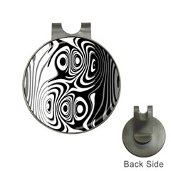 Black And White Abstract Stripes Hat Clips With Golf Markers by SpinnyChairDesigns