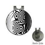 Black and White Abstract Stripes Hat Clips with Golf Markers Front