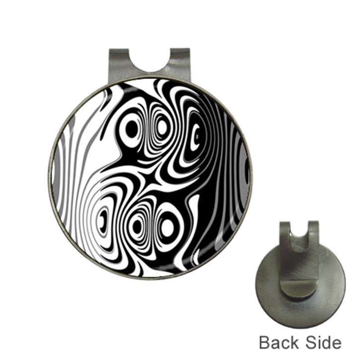 Black and White Abstract Stripes Hat Clips with Golf Markers