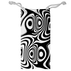 Black And White Abstract Stripes Jewelry Bag by SpinnyChairDesigns