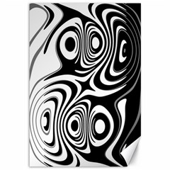 Black And White Abstract Stripes Canvas 12  X 18  by SpinnyChairDesigns