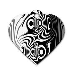 Black And White Abstract Stripes Dog Tag Heart (one Side) by SpinnyChairDesigns