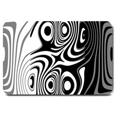 Black And White Abstract Stripes Large Doormat  by SpinnyChairDesigns