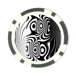 Black And White Abstract Stripes Poker Chip Card Guard by SpinnyChairDesigns