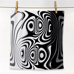 Black And White Abstract Stripes Face Towel by SpinnyChairDesigns