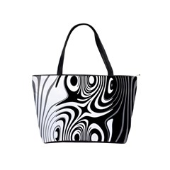 Black And White Abstract Stripes Classic Shoulder Handbag by SpinnyChairDesigns