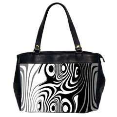 Black And White Abstract Stripes Oversize Office Handbag (2 Sides) by SpinnyChairDesigns