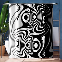 Black And White Abstract Stripes Shower Curtain 60  X 72  (medium)  by SpinnyChairDesigns