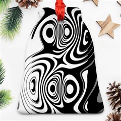 Black And White Abstract Stripes Ornament (bell) by SpinnyChairDesigns