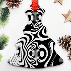 Black And White Abstract Stripes Christmas Tree Ornament (two Sides) by SpinnyChairDesigns