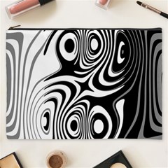 Black And White Abstract Stripes Cosmetic Bag (xxxl) by SpinnyChairDesigns