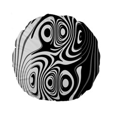 Black And White Abstract Stripes Standard 15  Premium Round Cushions by SpinnyChairDesigns