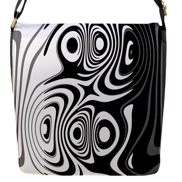 Black and White Abstract Stripes Flap Closure Messenger Bag (S)