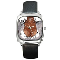 Sexy Boobs Breast Cleavage Woman Square Metal Watch by HermanTelo