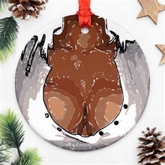 Sexy Boobs Breast Cleavage Woman Ornament (round) by HermanTelo