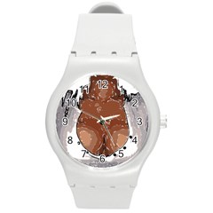 Sexy Boobs Breast Cleavage Woman Round Plastic Sport Watch (m)