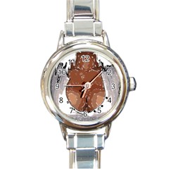 Sexy Boobs Breast Cleavage Woman Round Italian Charm Watch by HermanTelo