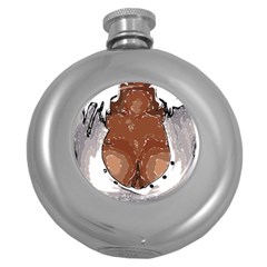 Sexy Boobs Breast Cleavage Woman Round Hip Flask (5 Oz) by HermanTelo