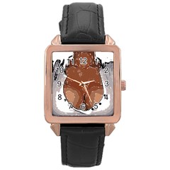 Sexy Boobs Breast Cleavage Woman Rose Gold Leather Watch  by HermanTelo