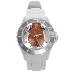 Sexy Boobs Breast Cleavage Woman Round Plastic Sport Watch (L) Front