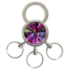 Fractal Circles Abstract 3-ring Key Chain by HermanTelo