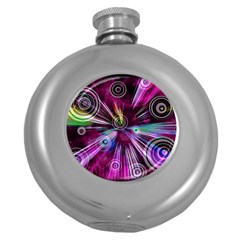 Fractal Circles Abstract Round Hip Flask (5 Oz) by HermanTelo