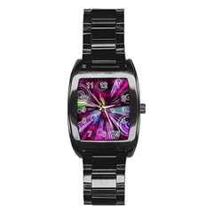 Fractal Circles Abstract Stainless Steel Barrel Watch