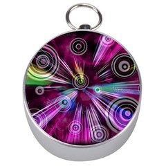 Fractal Circles Abstract Silver Compasses