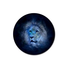 Astrology Zodiac Lion Rubber Coaster (round)  by Mariart