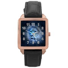 Astrology Zodiac Lion Rose Gold Leather Watch  by Mariart