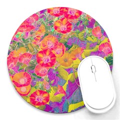 Red Liana Flower Round Mousepads by DinkovaArt