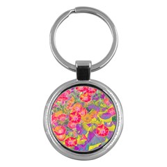 Red Liana Flower Key Chain (round) by DinkovaArt