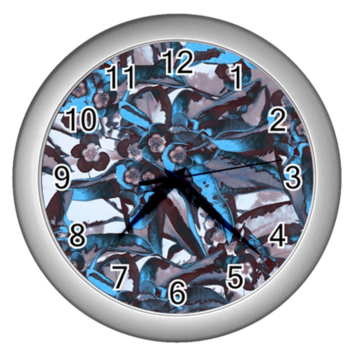 Marginata Flowers  Wall Clock (Silver)