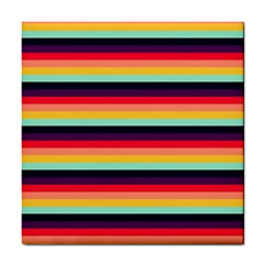 Contrast Rainbow Stripes Tile Coaster by tmsartbazaar