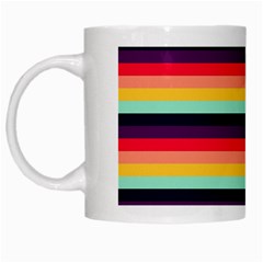 Contrast Rainbow Stripes White Mugs